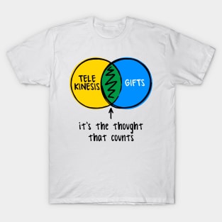 funny Venn diagram – it's the thought that counts (telekinesis and gifts) T-Shirt